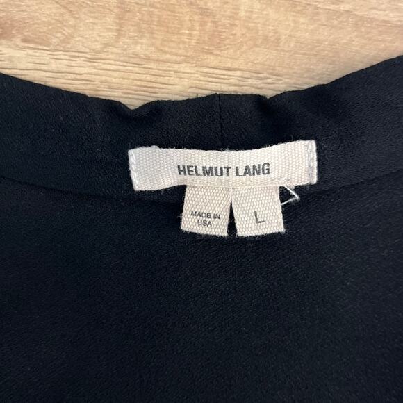 Helmut Lang Womens Wool Silk Button Up Sheer Tunic Top Size Large Black Minimal - Picture 4 of 8
